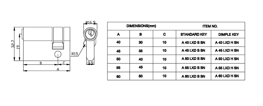 cilindro de puerta 45mm