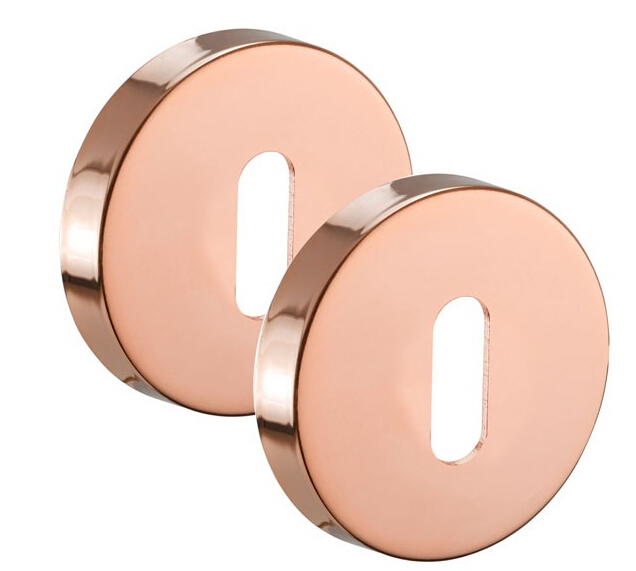 Tiradores de puerta de cobre con palancas con acabado de cobre pulido en rosa H73016CP