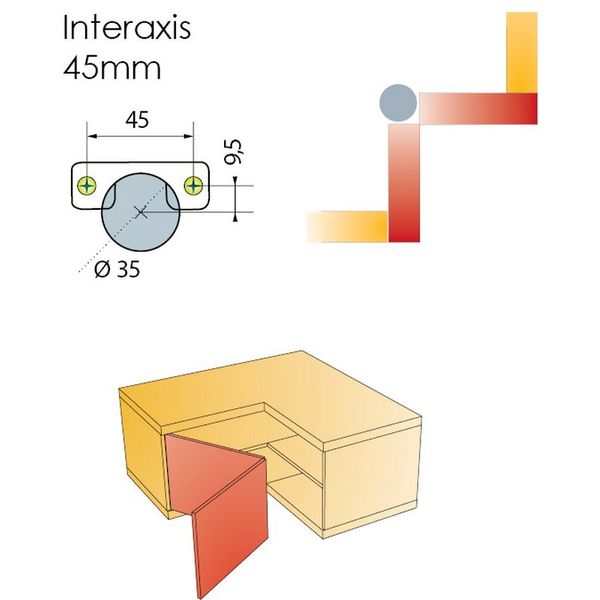 35 mm dos v&iacute;as Bisagra del gabinete Mepla