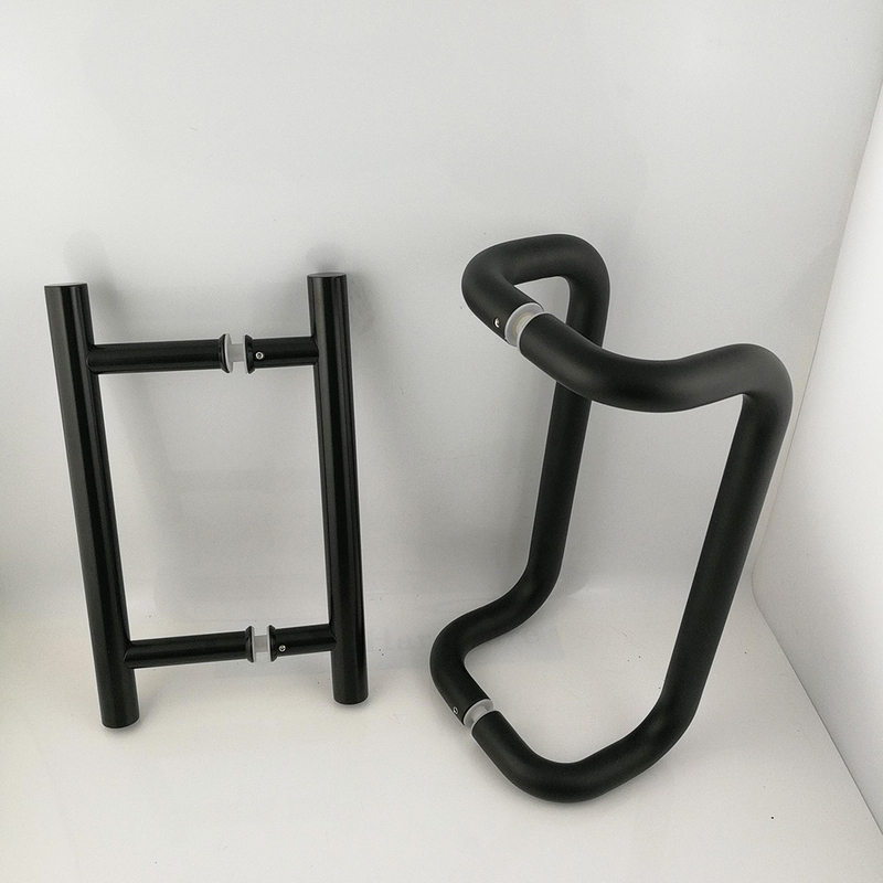 Manija de puerta de vidrio de baño de acero inoxidable 304 de alta calidad de Rube hueco negro