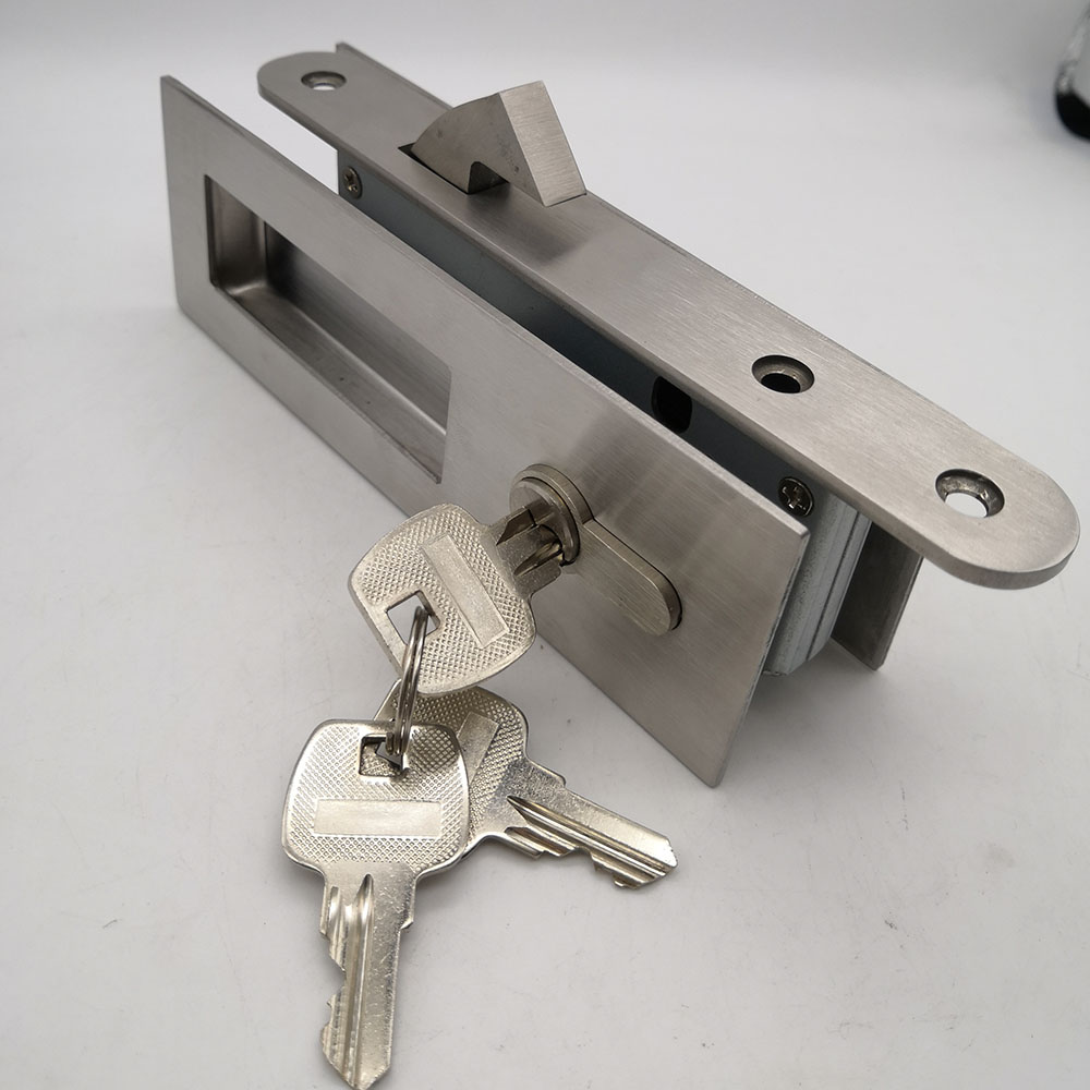 Cerradura de puerta corredera de lujo con llaves Invisible Move Gate Lockset Manija Gancho de bloqueo integrado