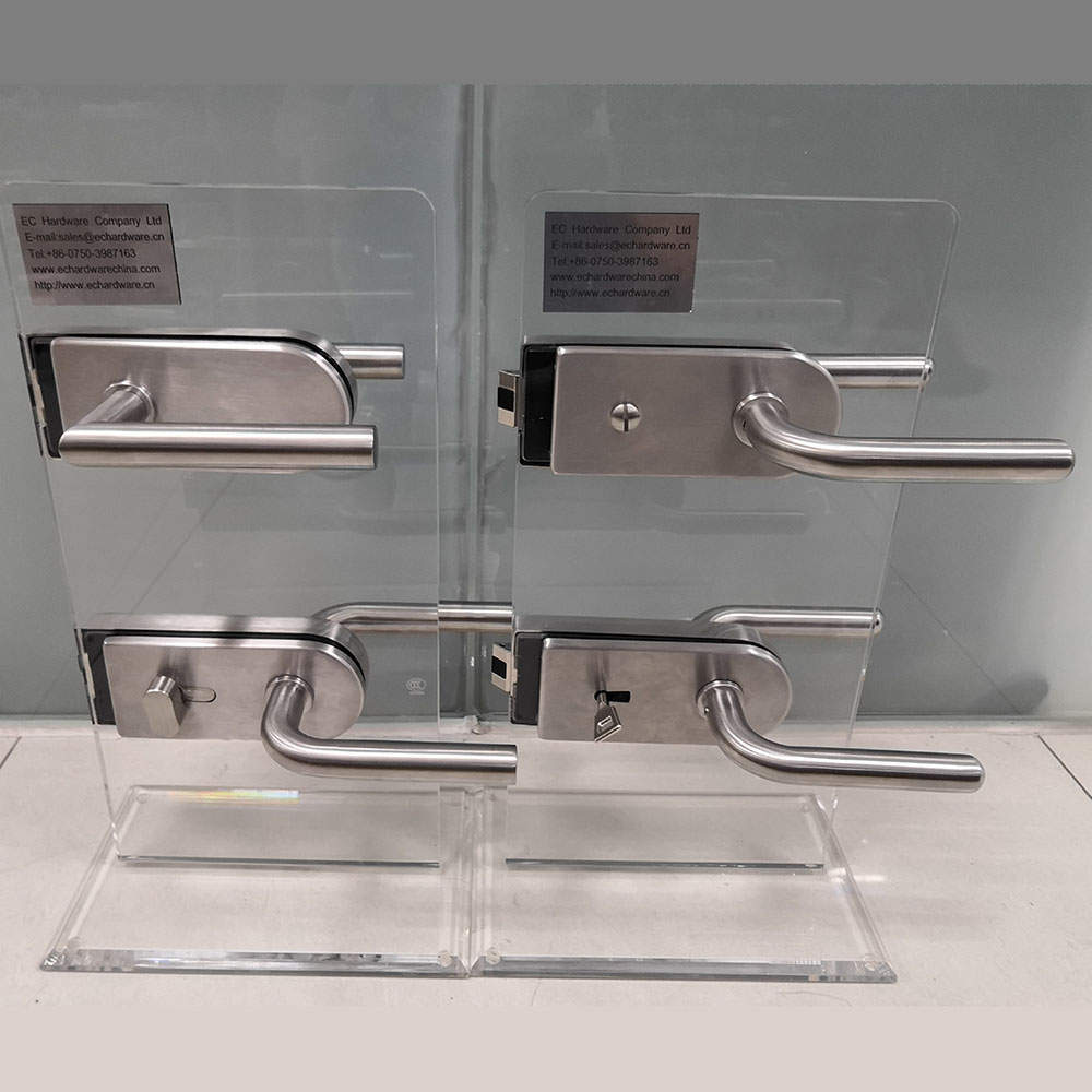 Cerradura de puerta de cristal de acero inoxidable de superficie pulida