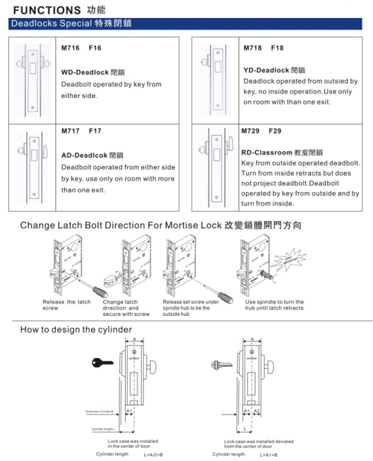 Juego de cerradura con manija de palanca para dormitorio de entrada