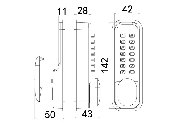 Sin teclado de bater&iacute;a Cerradura de combinaci&oacute;n mec&aacute;nica de puerta con c&oacute;digo